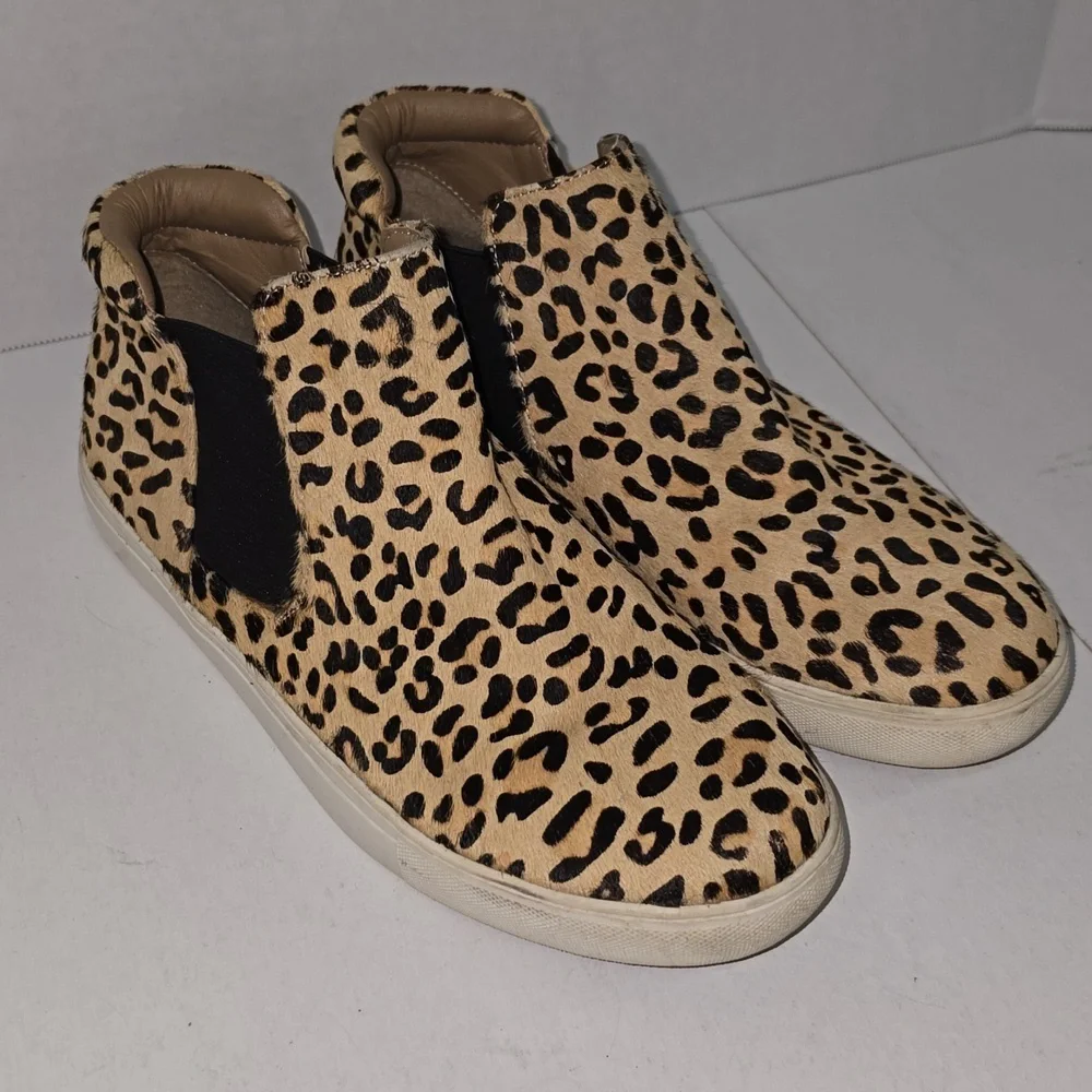 Coconuts by Matisse Harlan Slip On Leather Sneaker Leopard Print Womens Size 9 - Picture 1 of 14